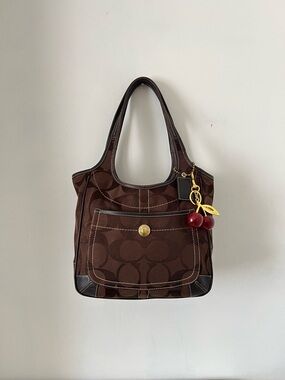 Coach Brown Signature Canvas Shoulder Bag